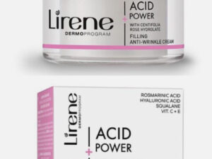 Lirene Dermoprogram Acid Power, Wypełniający krem przeciwzmarszczkowy z hydrolatem z róży stulistnej