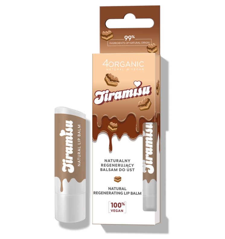 4organic naturalny regenerujący balsam do ust Tiramisu