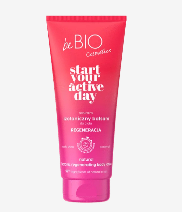 beBio START YOUR ACTIVE DAY Naturalny izotoniczny balsam do ciała REGENERACJA 200ml
