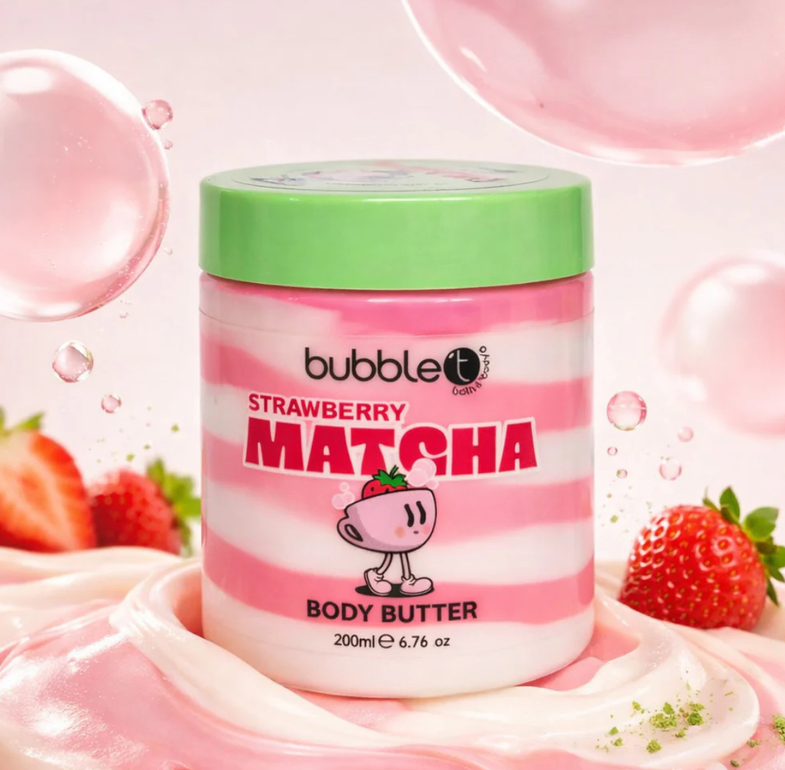 Bubble T Cosmetics Strawberry   Matcha Body   Butter   (200ml)