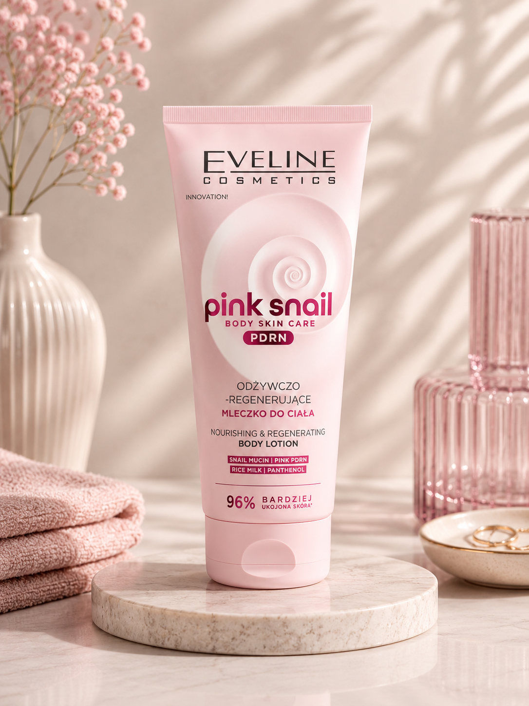 Eveline Cosmetics Pink Snail PDRN – Odżywczo-Regenerujące Mleczko do Ciała 200ml
