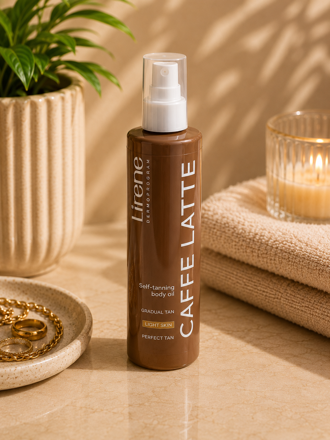 Lirene Coffee Latte Self-Tanning Body Oil – Light Skin 190ml