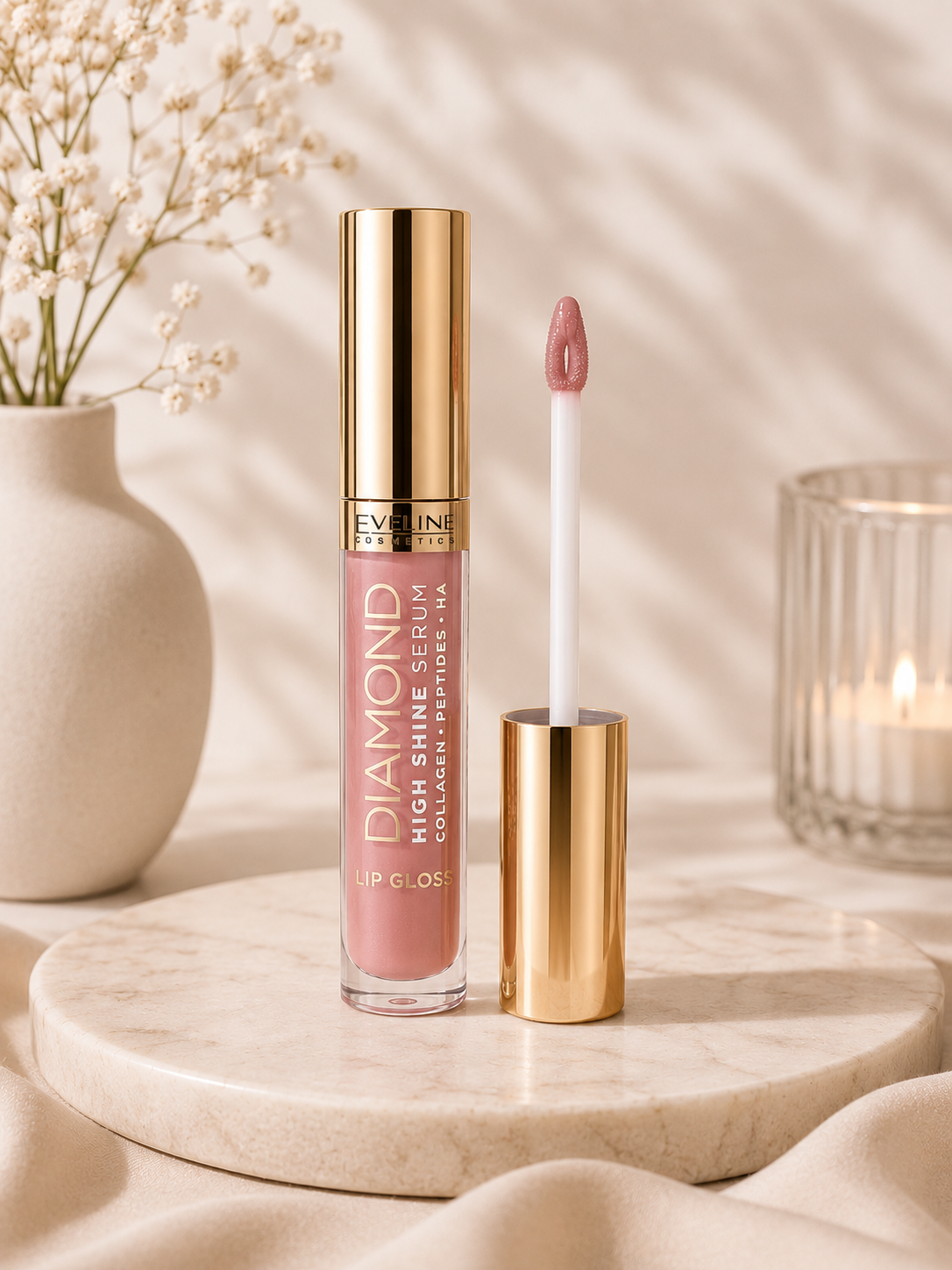 Eveline Cosmetics Diamond High Shine Serum Lip Gloss – odcień Dusty Rose