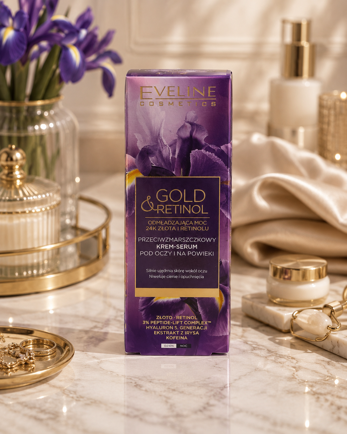 Eveline Cosmetics Gold & Retinol Przeciwzmarszczkowy Krem-Serum pod Oczy i na Powieki