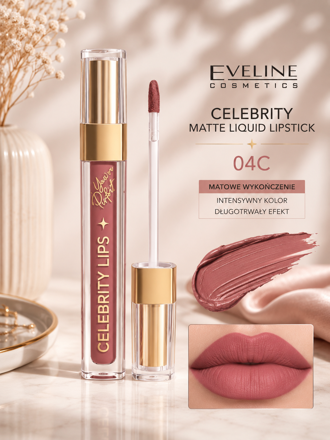 Eveline Cosmetics Celebrity Matte Liquid Lipstick 04C – Matowa Pomadka w Płynie