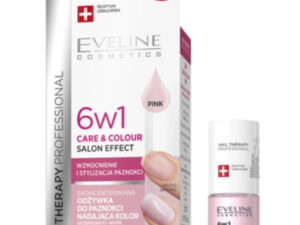 Eveline Cosmetics 6w1 Care & Colour Salon Effect Pink Odżywka do Paznokci Nadająca Kolor