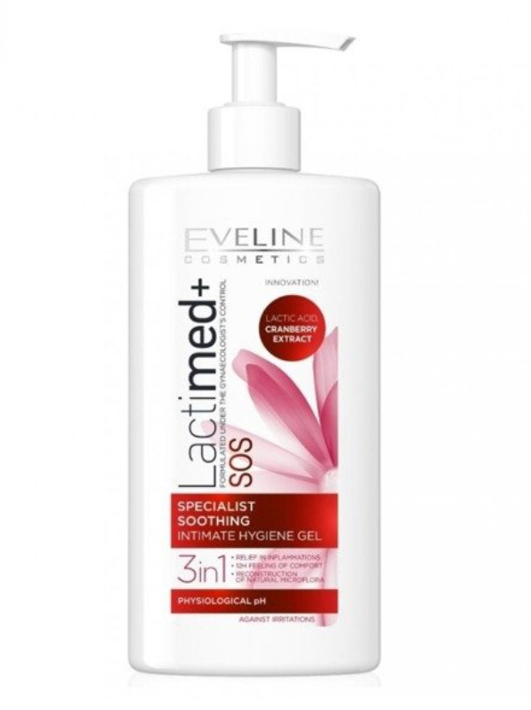 Eveline Cosmetics Lactimed+ SOS – Łagodzący żel do higieny intymnej 3w1