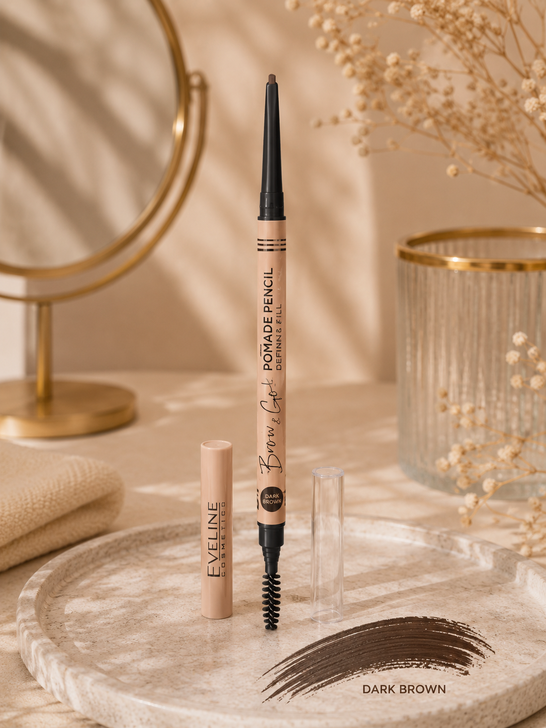 Eveline Brow & Go Pomade Pencil – Pomada do brwi w kredce Dark Brown