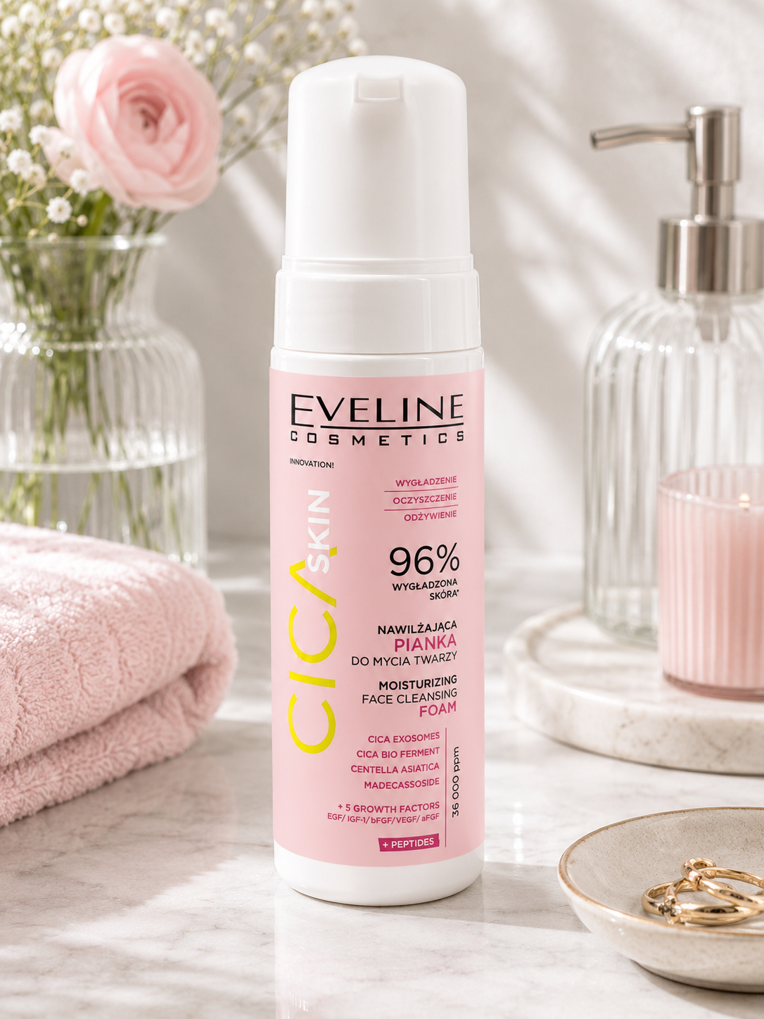 Eveline Cosmetics CICA Skin Moisturizing Face Cleansing Foam – Nawilżająca pianka do mycia twarzy 150 ml