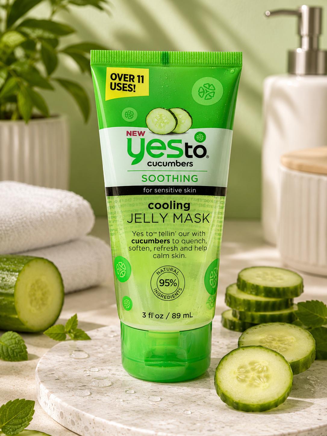 Yes To Cucumbers Cooling Jelly Mask – Chłodząca galaretkowa maseczka z ogórkiem do cery wrażliwej 89 ml