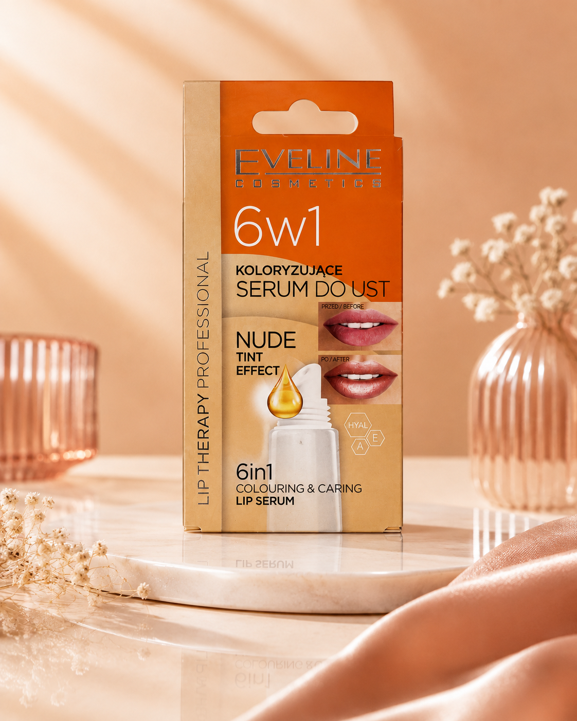 Eveline Cosmetics Lip Therapy Professional 6w1 – Koloryzujące Serum do Ust Nude Tint Effect
