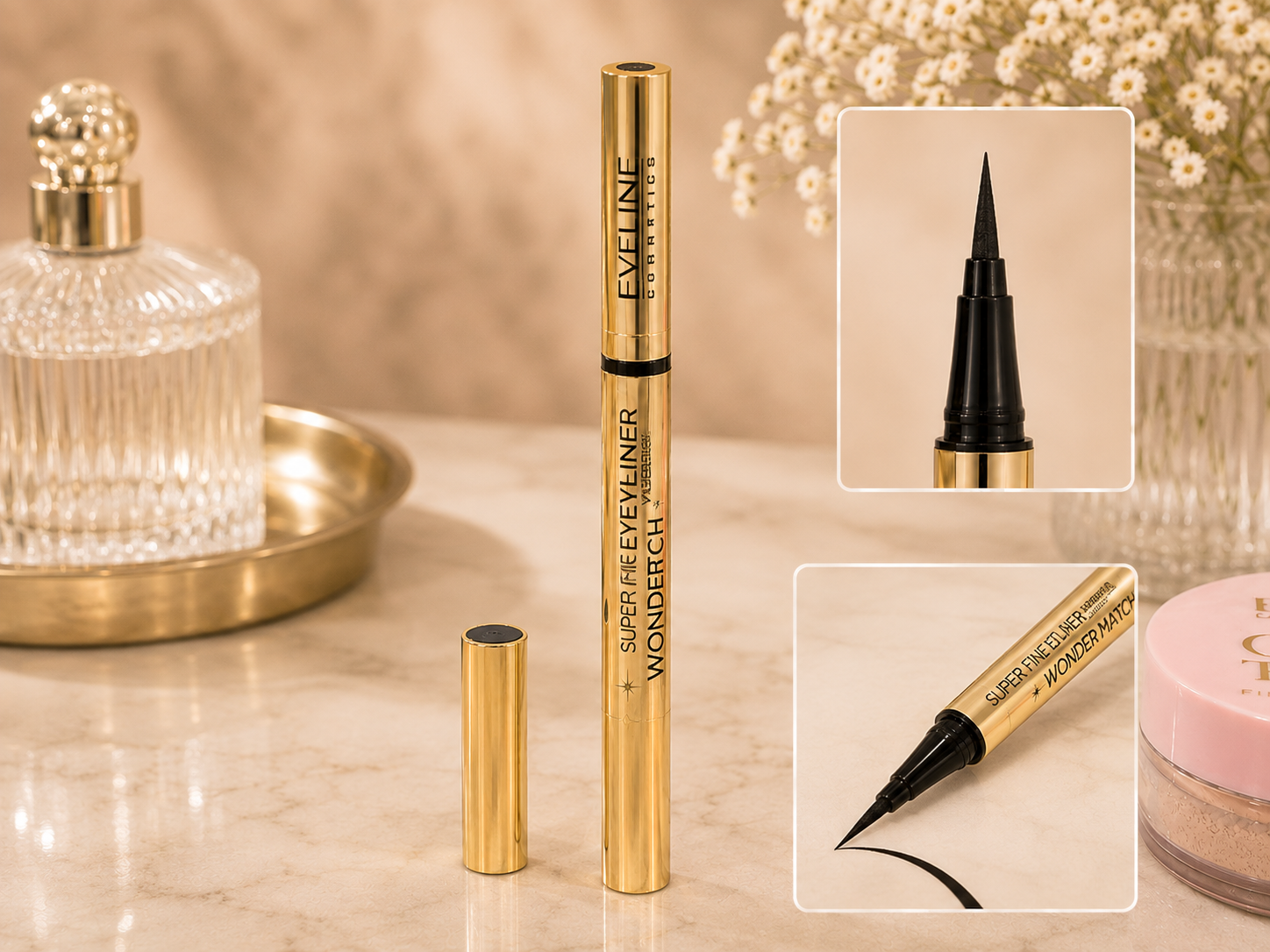 Eveline Cosmetics Wonder Match Super Fine Eyeliner Waterproof – Wodoodporny Eyeliner w Pisaku