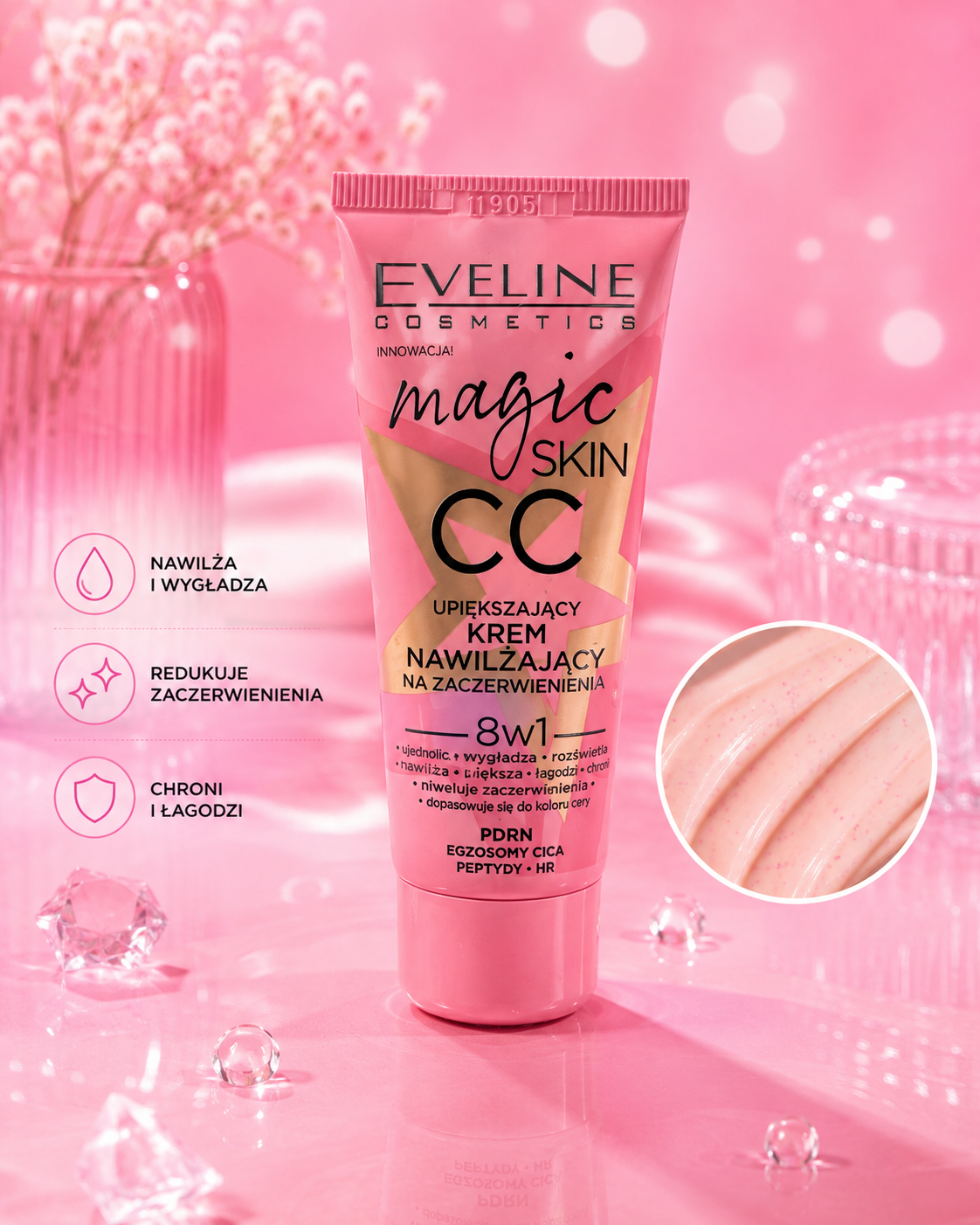 Eveline Cosmetics Magic Skin CC 8w1 – Upiększający Krem Nawilżający na Zaczerwienienia
