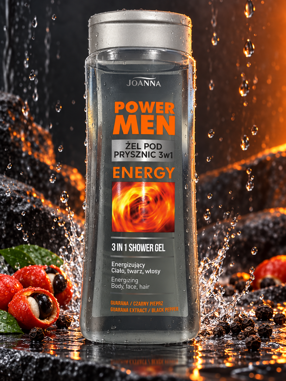 Joanna Power Men Energy – Energizujący żel pod prysznic 3 w 1 300 ml